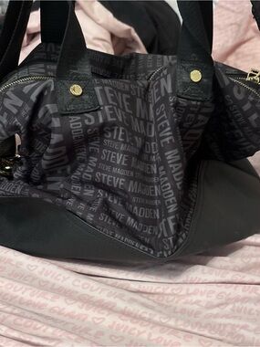 Steve Madden Black Logo Tote Bag